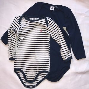 2 Petit Bateau Toddler Boys L/S Bodysuits